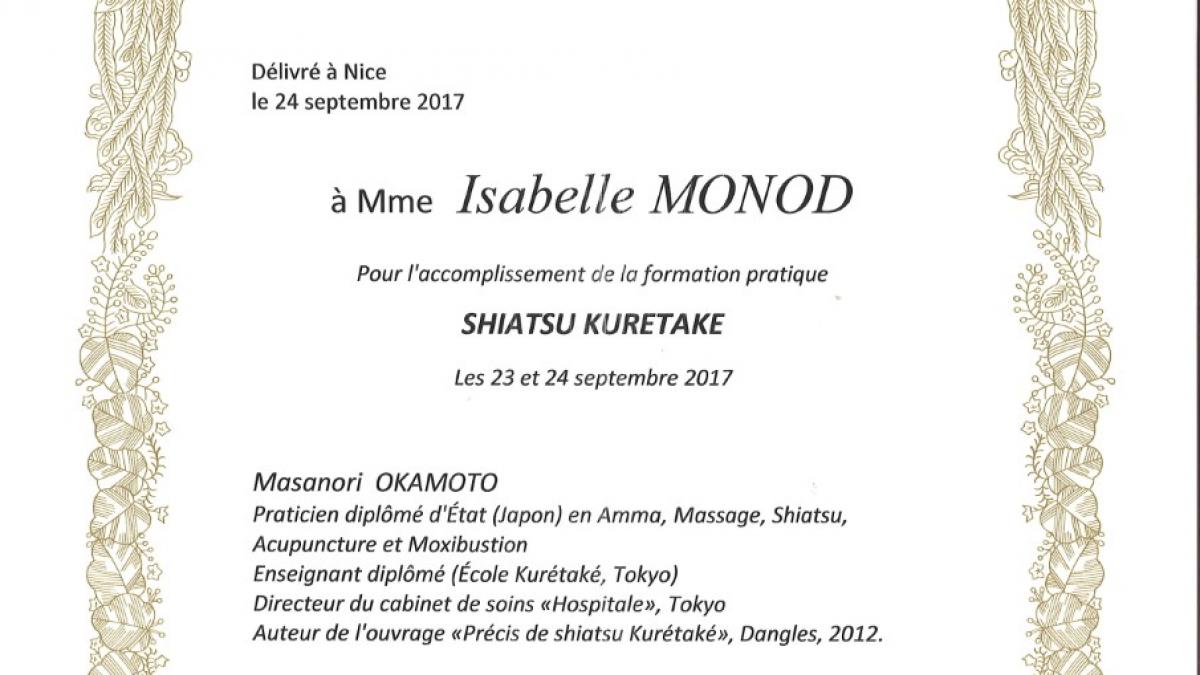 Certificat de shiatsu kurétaké
